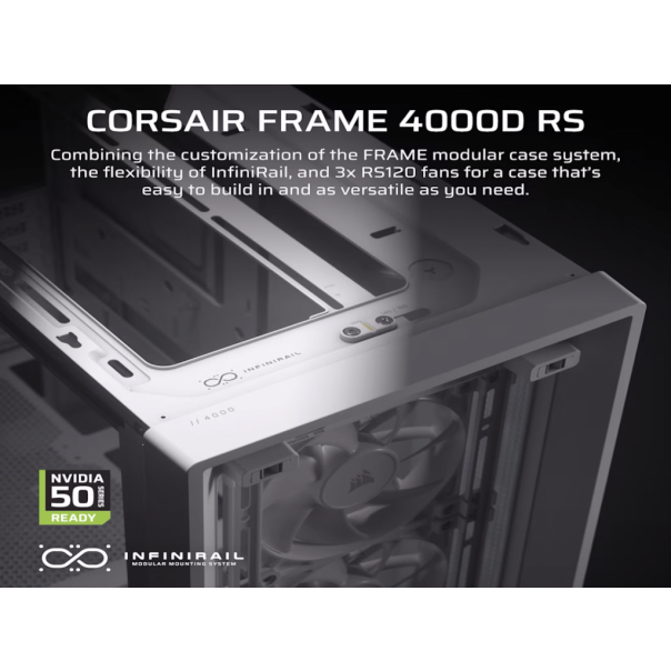 CORSAIR Kucište FRAME 4000D RS Mid-Tower/ATX/kaljeno staklo/bez napajanja/bela - EP2425843