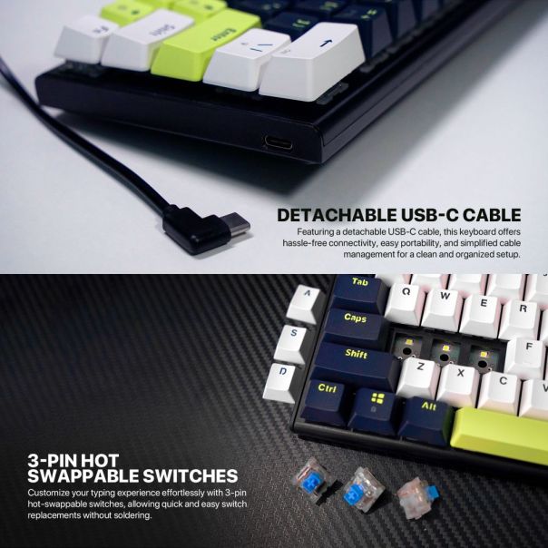 FANTECH Tastatura Mehanicka Gaming MK874V2 RGB Atom 63 Mori bela (rosie switch) - EP3169505