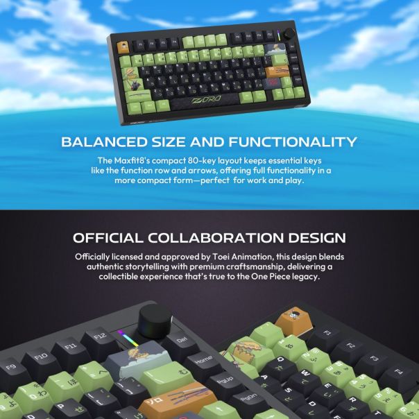 Tastatura Mehanicka Gaming Fantech MK921 Maxfit 8 Wireless ONE PIECE - ZORO (white switch) - EP3094892