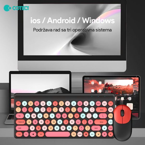 Combo mis i tastatura Coteci OF-053 crno crvena - 224453