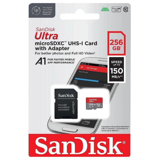 Mem.Kartica SanDisk SDXC 256GB Ultra Micro 150MB/s A1 Class 10 UHS-I + Adapter - 220381