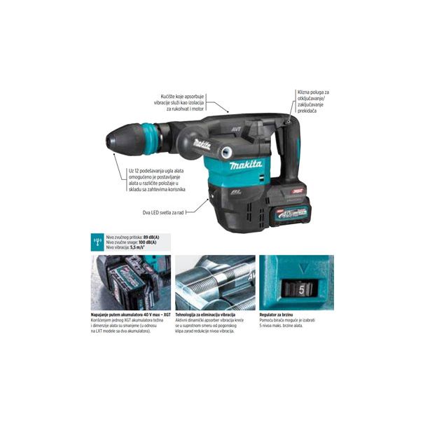 MAKITA Akumulatorska bušilica-čekić SDS-plus HM001GZ02; bez baterije i punjača - HM001GZ02