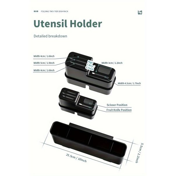 Cediljka za Sudove - Dvospratni Organizator za Tanjire, Šolje i Pribor Crni - EP2857936