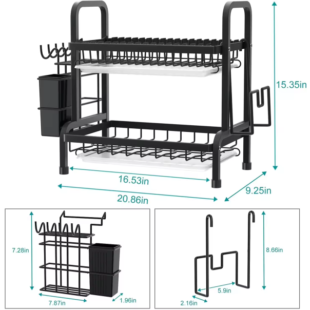 Cedijka za sudove na dva sprata - Organizator za Tanjire, Šolje i Pribor Crni - EP2947160