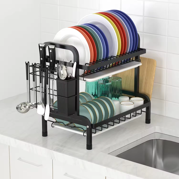 Cedijka za sudove na dva sprata - Organizator za Tanjire, Šolje i Pribor Crni - EP2947160