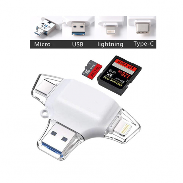 Čitač kartica SD microSD na Type C Lightning USB 2.0 JWD-84 beli - 91583