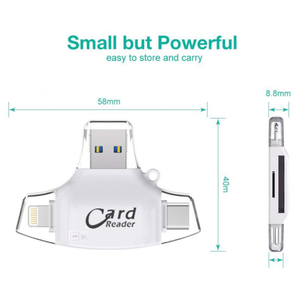 Čitač kartica SD microSD na Type C Lightning USB 2.0 JWD-84 beli - 91583