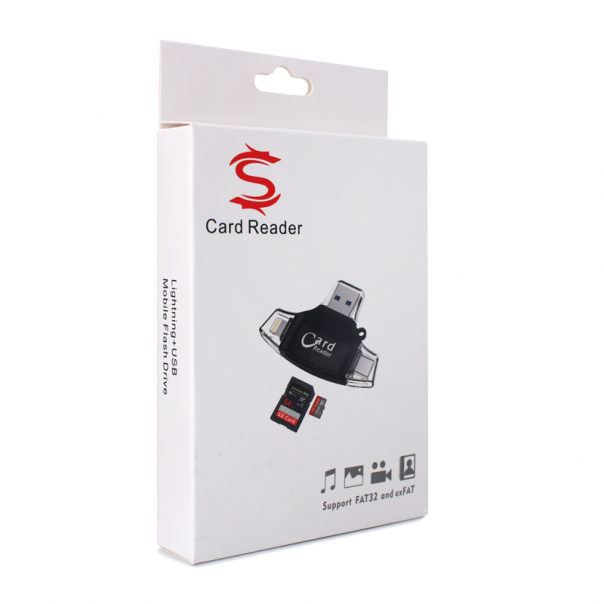 Čitač kartica SD microSD na Type C Lightning USB 2.0 JWD-84 crni - 91949-1-1
