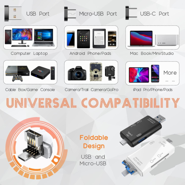 Čitač kartica USB JWD 6u1 OTG beli - 220863