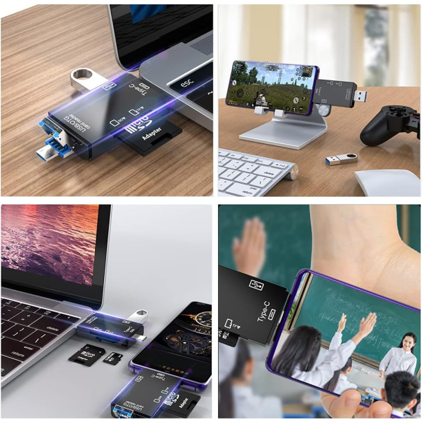 Čitač kartica USB JWD 6u1 OTG crni - 220862