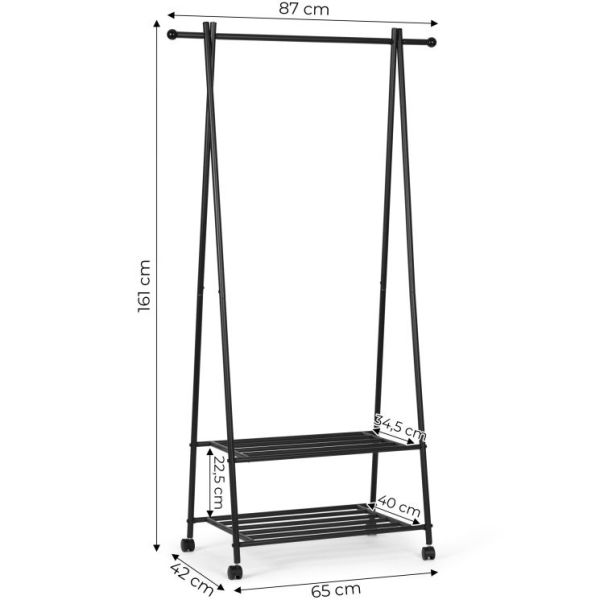 MODERNHOME Čiviluk sa dve police - GH-207 BLACK