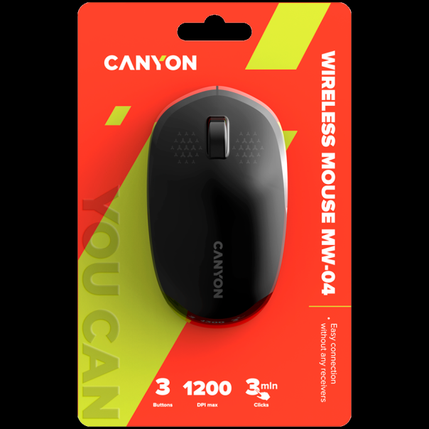 CANYON MW-04, Bluetooth Wireless 3 buttons DPI 1200AA turbo Alkaline battery,Black - CNS-CMSW04B