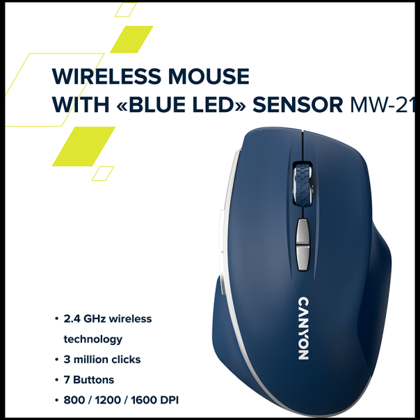 CANYON Miš MW-21, 2.4 GHz Wireless mouse sa 7 tastera, bež - CNS-CMSW21CL