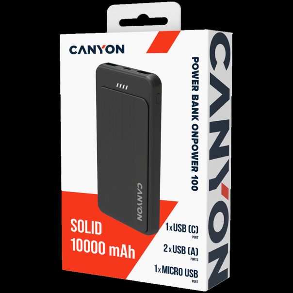 CANYON Power bank OnPower 100 10000mAh, crna - EP3080368