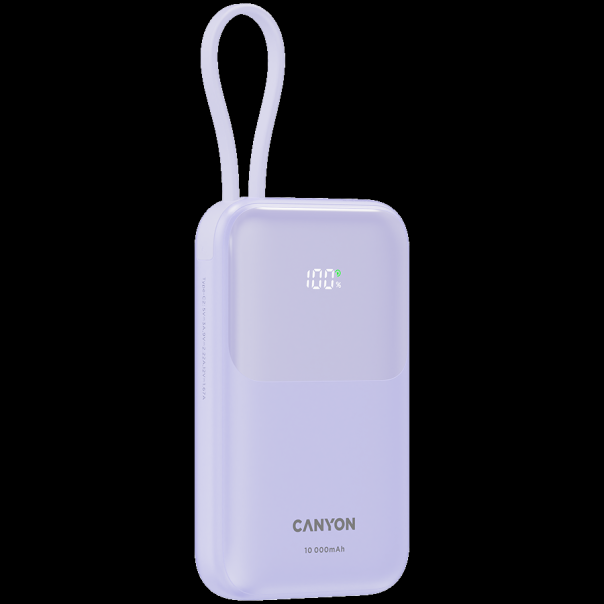 CANYON Power bank OnPower 101 sa kablom 10000 mAh PD22.5W, ljubičasta - CNS-CPB101PU
