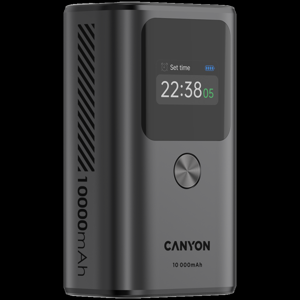 CANYON Power bank OnPower 130 TFT 10000 mAh PD30W, siva - CNS-CPB130DG