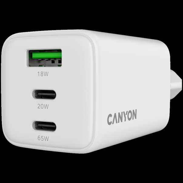 CANYON Punjač CU65ACC GaN 65W 2xPD 1xQC, bela - CNS-CUW65ACC