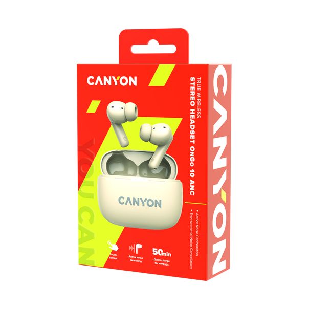 CANYON Bluetooth slušalice OnGo TWS-10, bež - CNS-TWS10BG
