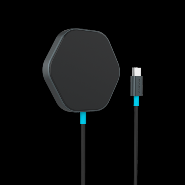 CANYON Wireless charger Hexagon 110 Dark, siva/plava - CNS-WCS110