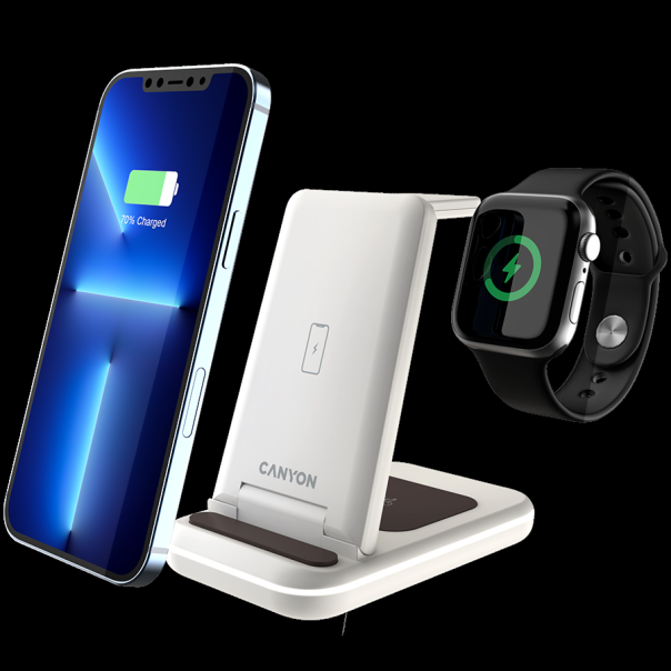 CANYON Bežični punjač WS-304 15W 3in1, svetlo krem - CNS-WCS304CL