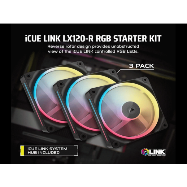 CORSAIR Kuler za PC iCUE Link LX120-R/RGB 120mm triple, crna - CO-9051050-WW