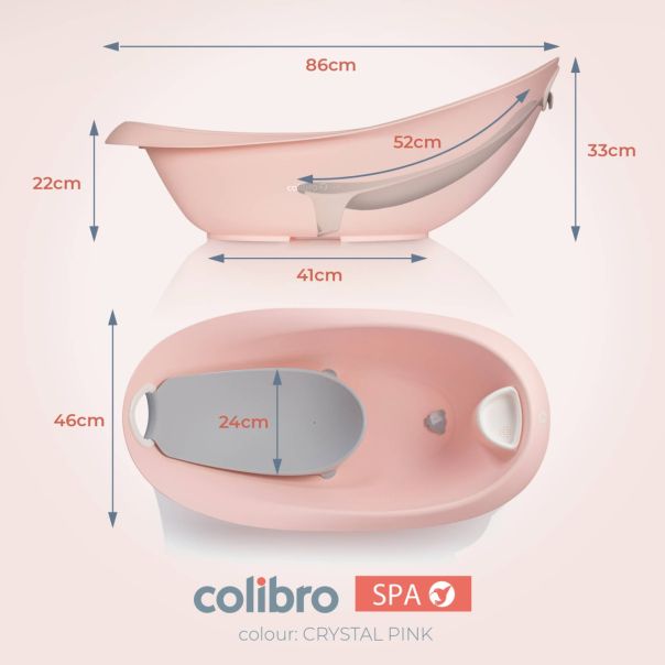 COLIBRO Kadica za kupanje bebe 2u1 Spa crystal pink, roze - WA-CO-SPA-CP