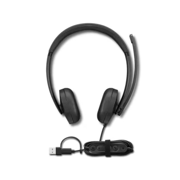 Slušalice LENOVO VoIP Headset 5000 žicne /USB-C+adapter USB-A/ Teams/crna - EP2950538