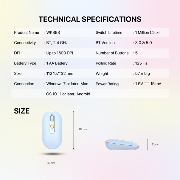 Combo miš tastatura wireless Fantech WK-898 GO mochi85 ljubičasta - 221133