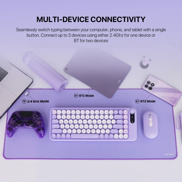 Combo miš tastatura wireless Fantech WK-898 GO mochi85 pink - 221132
