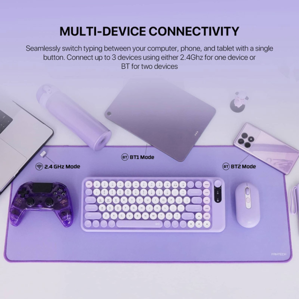 Combo miš tastatura wireless Fantech WK-898 GO mochi85 ljubičasta - G221133
