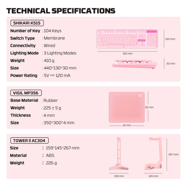 Combo set Gaming Fantech P51 Power 5u1 Sakura - G218217