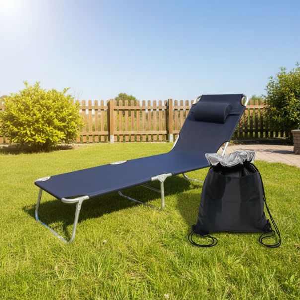 eHomeGarden Ležaljka sa jastukom plava + rashladna torba - COMBO32-710000