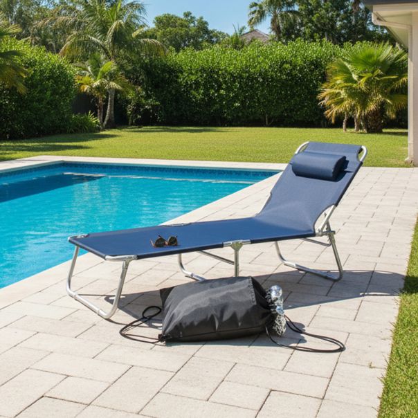 eHomeGarden Ležaljka sa jastukom plava + rashladna torba - COMBO32-710000