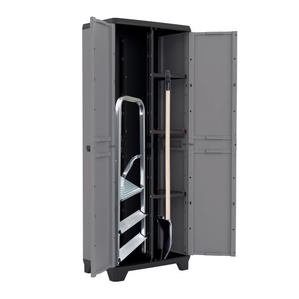 Plastični ormar za terasu 68x39x173 + ALU Merdevine, 3 gazišta + Lopata za sneg, drvena drška - COMBOJESEN26