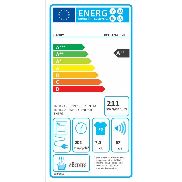 CANDY Mašine za sušenje veša CSE H7A2LE-S - CSEH7A2LE-S