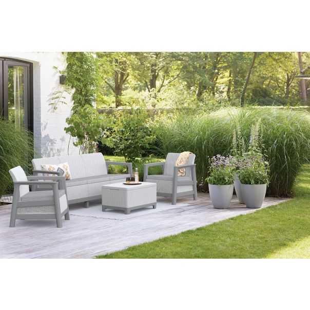 KETER Baštenska garnitura sa box stolom Scandi linea III, siva - CU 264041