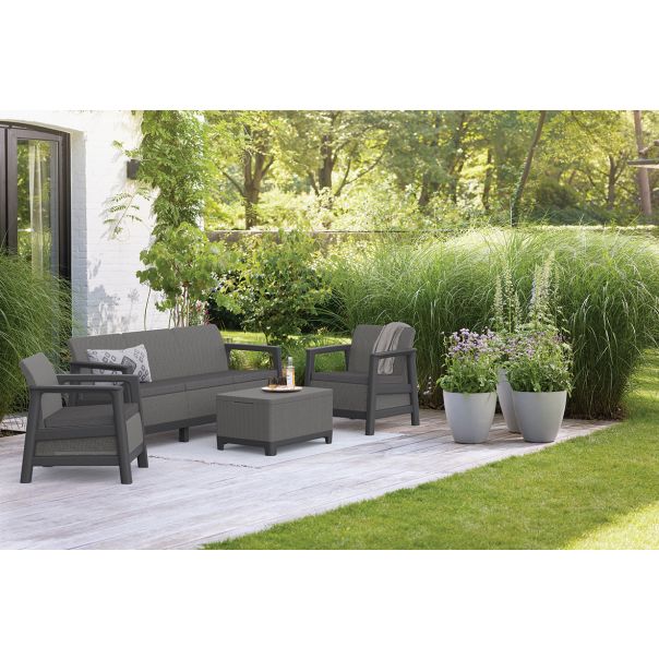 KETER Baštenska garnitura sa box stolom Scandi linea III, grafit - CU 270923