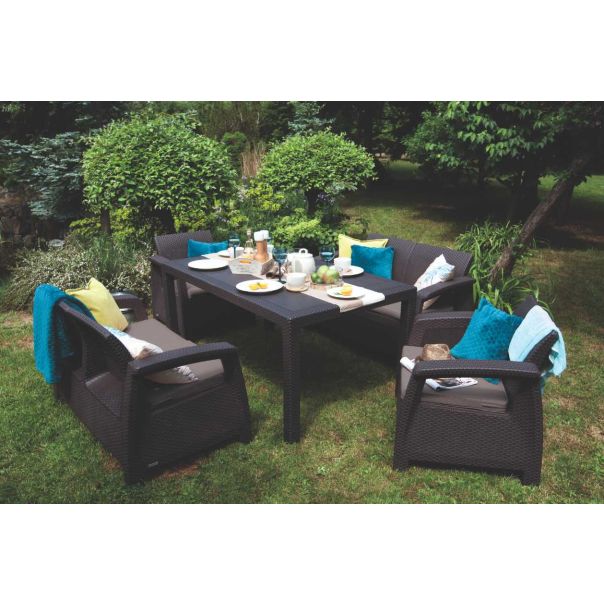 KETER Baštenski set Corfu Fiesta, Pe-ratan, grafit - CU223216