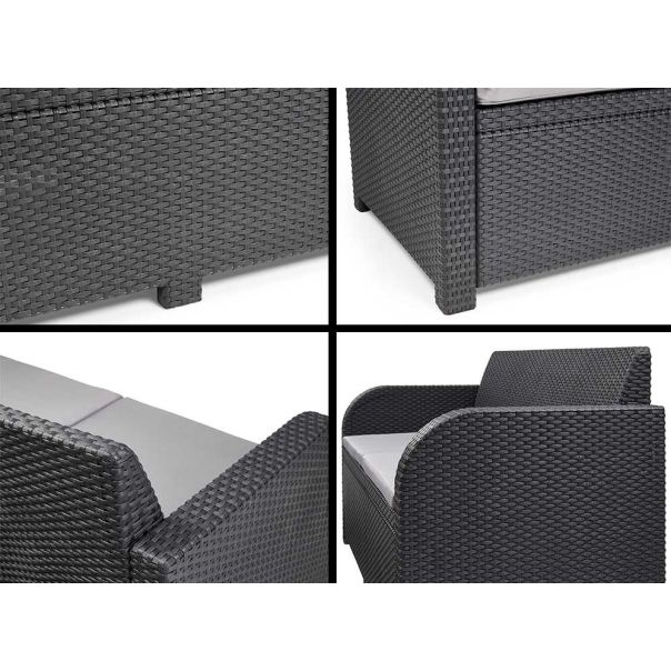 KETER Baštenska garnitura Novara sa box stolom, grafit - CU247294