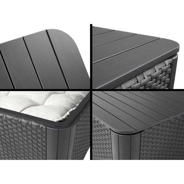 KETER Baštenska garnitura Novara sa box stolom, grafit - CU247294