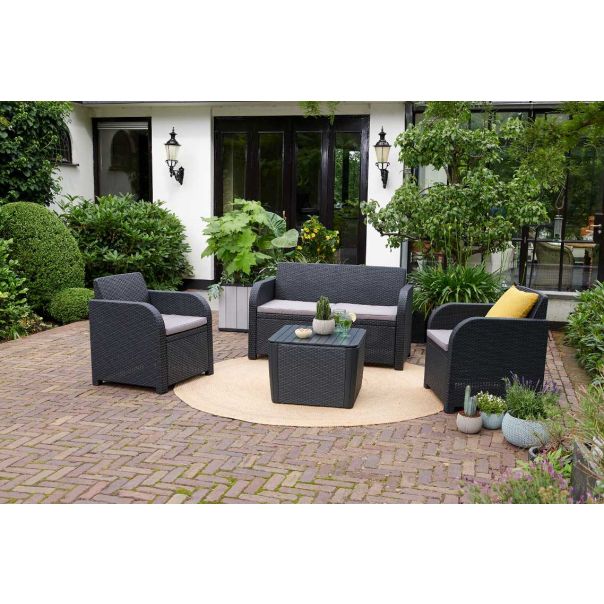 KETER Baštenska garnitura Novara sa box stolom, grafit - CU247294