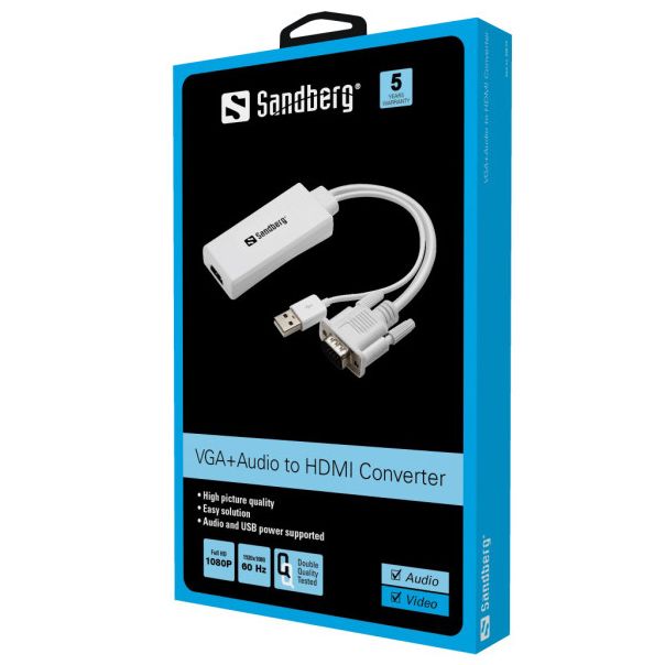 Adapter konverter Sandberg VGA + Audio - HDMI FHD 508-78 - EP2851147