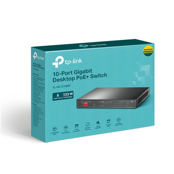 TP LINK Switch TP-LINK TL-SG1210MP Gigabit 10xRJ45/10/100/1000Mbps/8xPOE+/1xSFP - TL-SG1210MP
