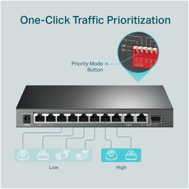 TP LINK Switch TP-LINK TL-SG1210MP Gigabit 10xRJ45/10/100/1000Mbps/8xPOE+/1xSFP - TL-SG1210MP