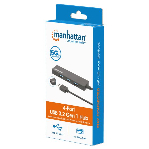 USB HUB 4port Manhattan 164900 3.2 G1/5Gbps/Crni - EP3020295