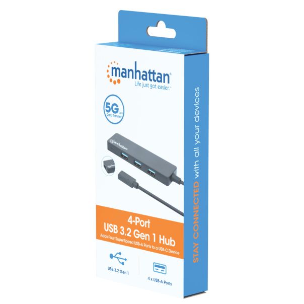 USB-C HUB 4port Manhattan 164924 3.2 G1/5Gbps/Crni - EP2923553