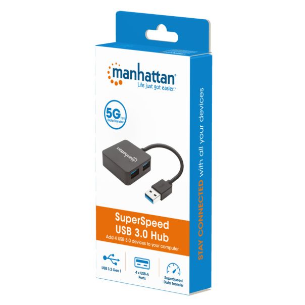 USB HUB 4port Manhattan 162296 3.2 G1/5Gbps/Crni - EP3090156