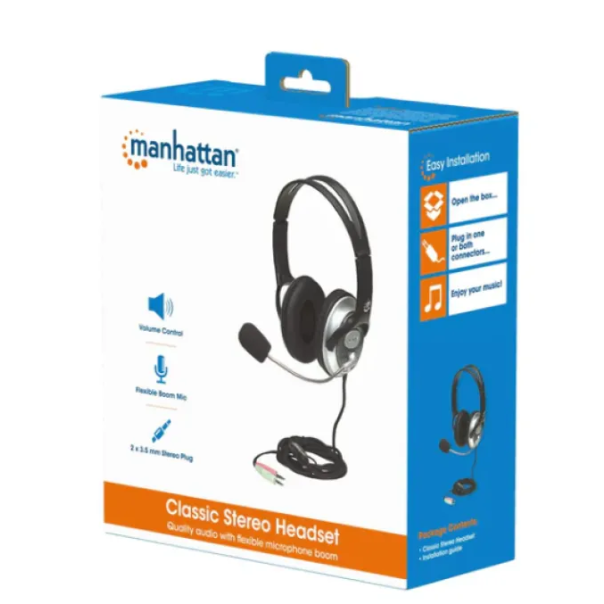 Slušalice sa mikrofonom Manhattan Classic 175555, black - EP2950741