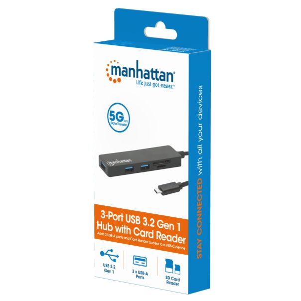 USB-C HUB 3port Manhattan 164948 3.2 G1/5Gbps/CR/Crni - EP2923478