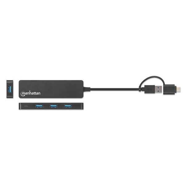 USB-C HUB 4port Manhattan 180863 3.2 G1+USB-C/5Gbps/Crni - EP3020426